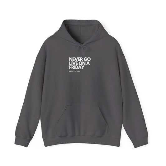 Never Go Live On A Friday — DevOps Hoodie