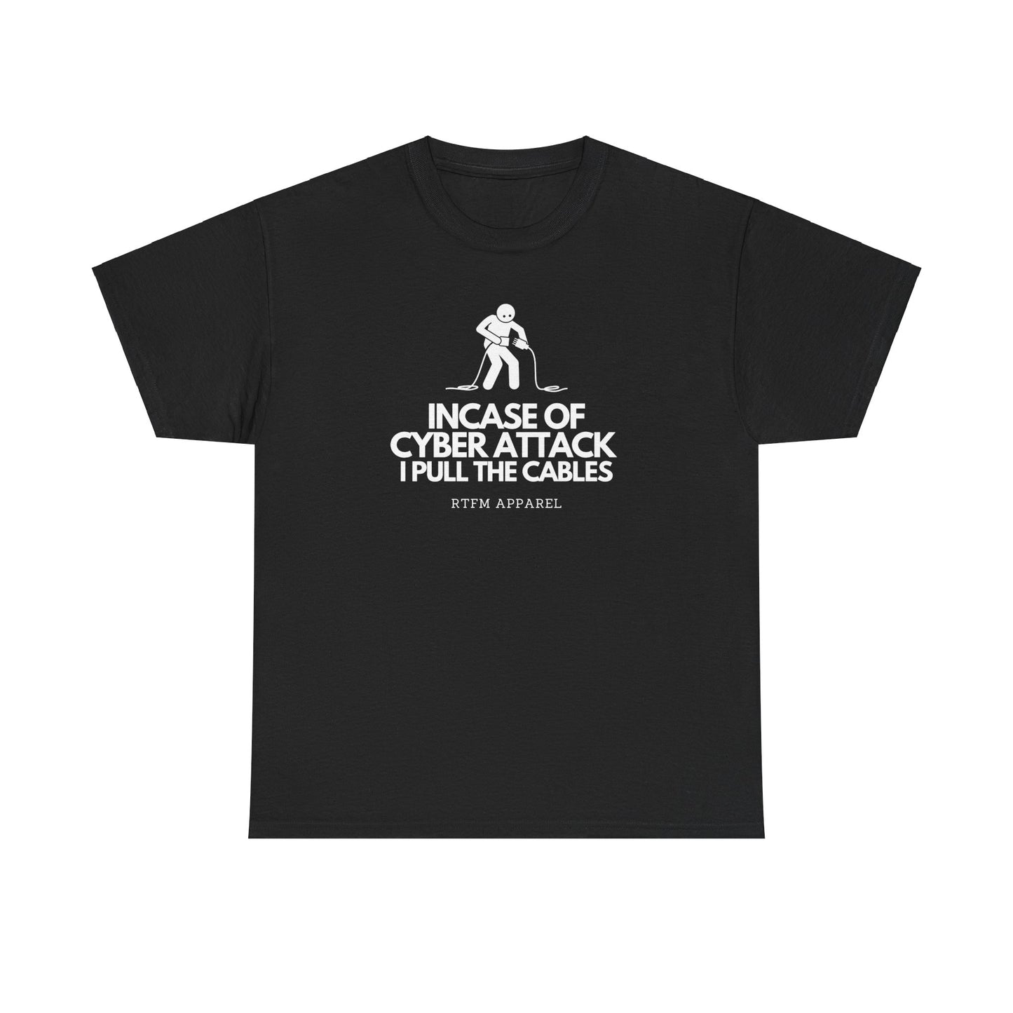 Incase Of Cyber Attack I Pull The Cables - RTFM Apparel, Tech, IT, Cybersecurity Humor Tee