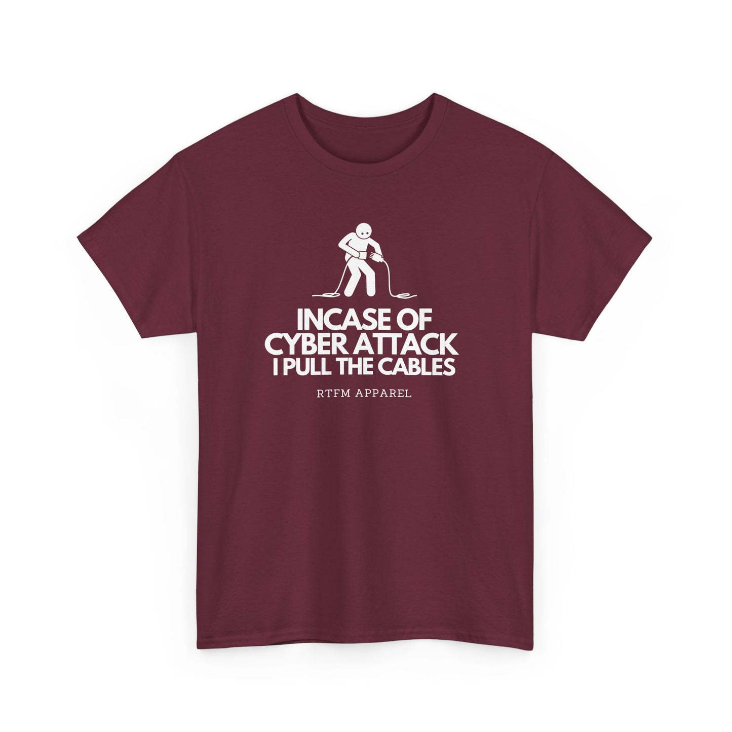 Incase Of Cyber Attack I Pull The Cables - RTFM Apparel, Tech, IT, Cybersecurity Humor Tee