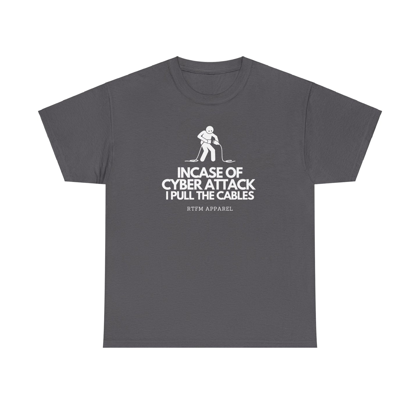 Incase Of Cyber Attack I Pull The Cables - RTFM Apparel, Tech, IT, Cybersecurity Humor Tee