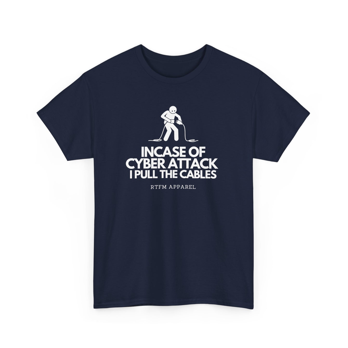 Incase Of Cyber Attack I Pull The Cables - RTFM Apparel, Tech, IT, Cybersecurity Humor Tee