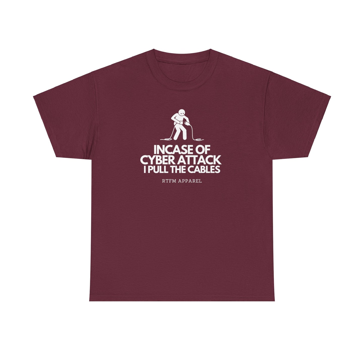 Incase Of Cyber Attack I Pull The Cables - RTFM Apparel, Tech, IT, Cybersecurity Humor Tee