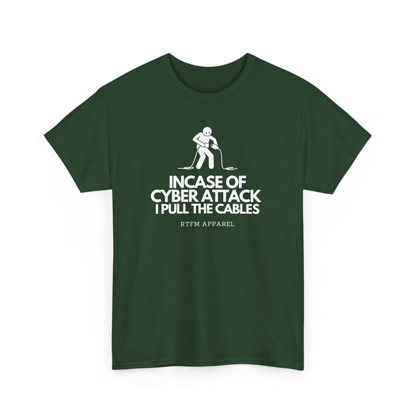 Incase Of Cyber Attack I Pull The Cables - RTFM Apparel, Tech, IT, Cybersecurity Humor Tee