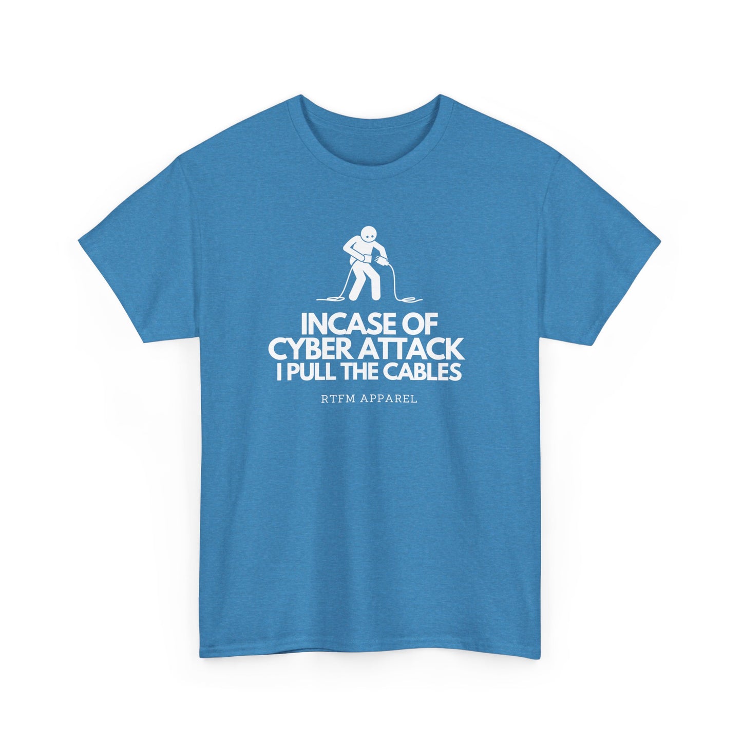 Incase Of Cyber Attack I Pull The Cables - RTFM Apparel, Tech, IT, Cybersecurity Humor Tee