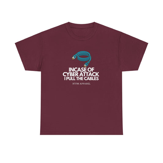 In Case Of Cyber Attack I Pull The Cables - Funny IT Tech T-Shirt