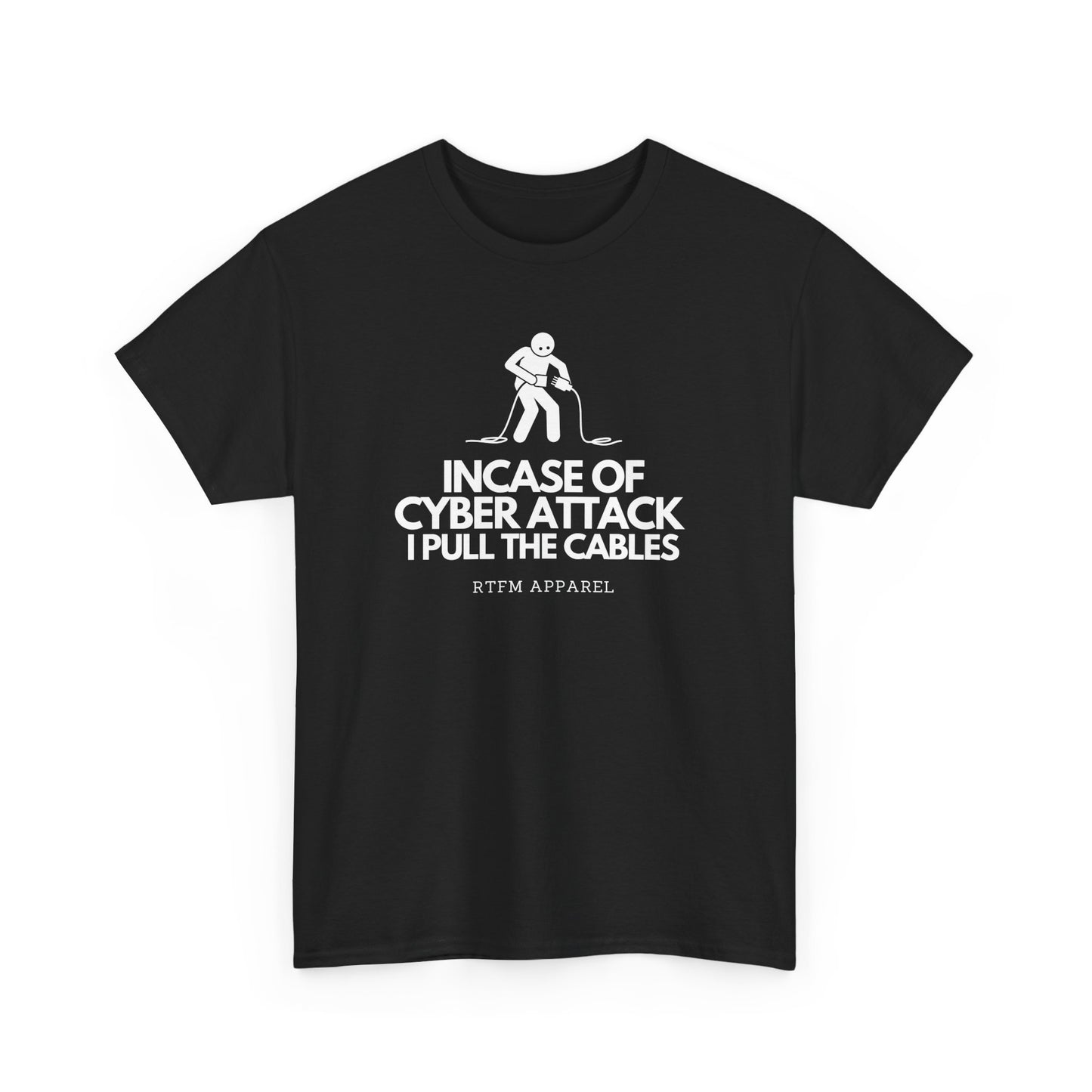 Incase Of Cyber Attack I Pull The Cables - RTFM Apparel, Tech, IT, Cybersecurity Humor Tee