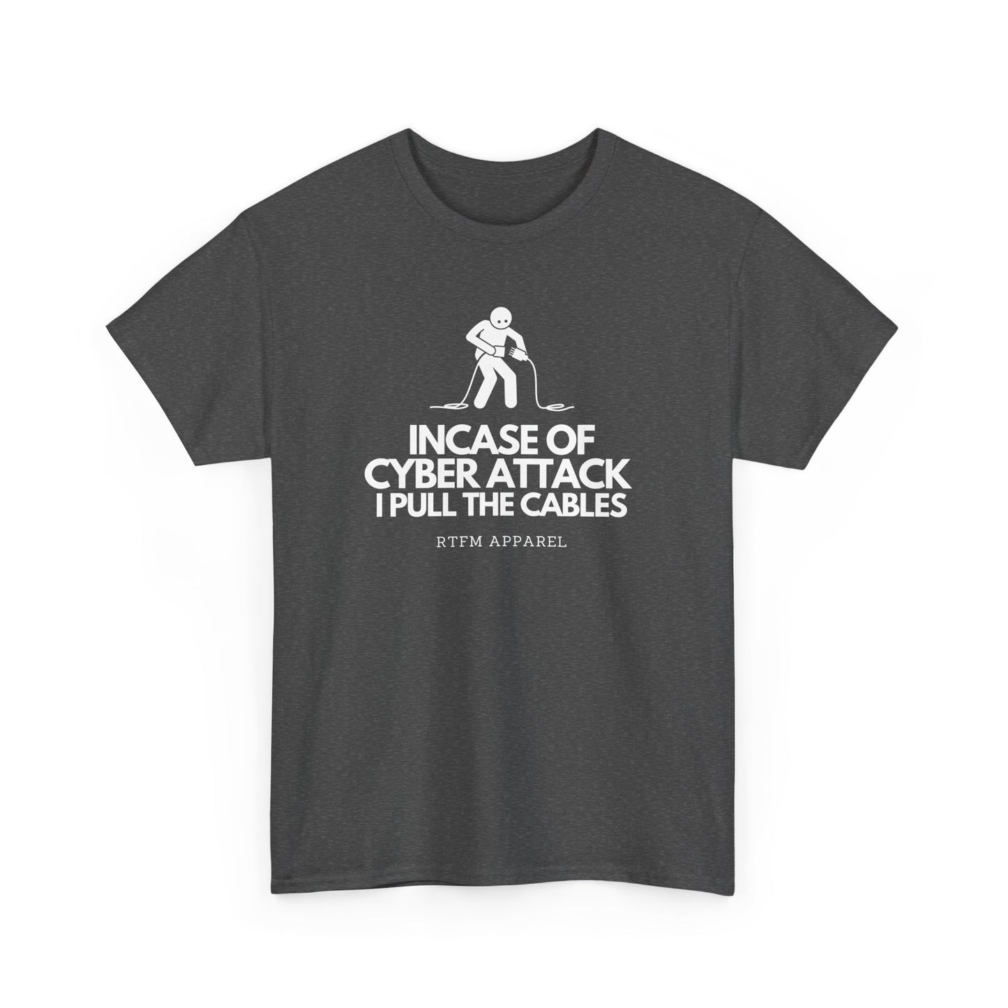 Incase Of Cyber Attack I Pull The Cables - RTFM Apparel, Tech, IT, Cybersecurity Humor Tee