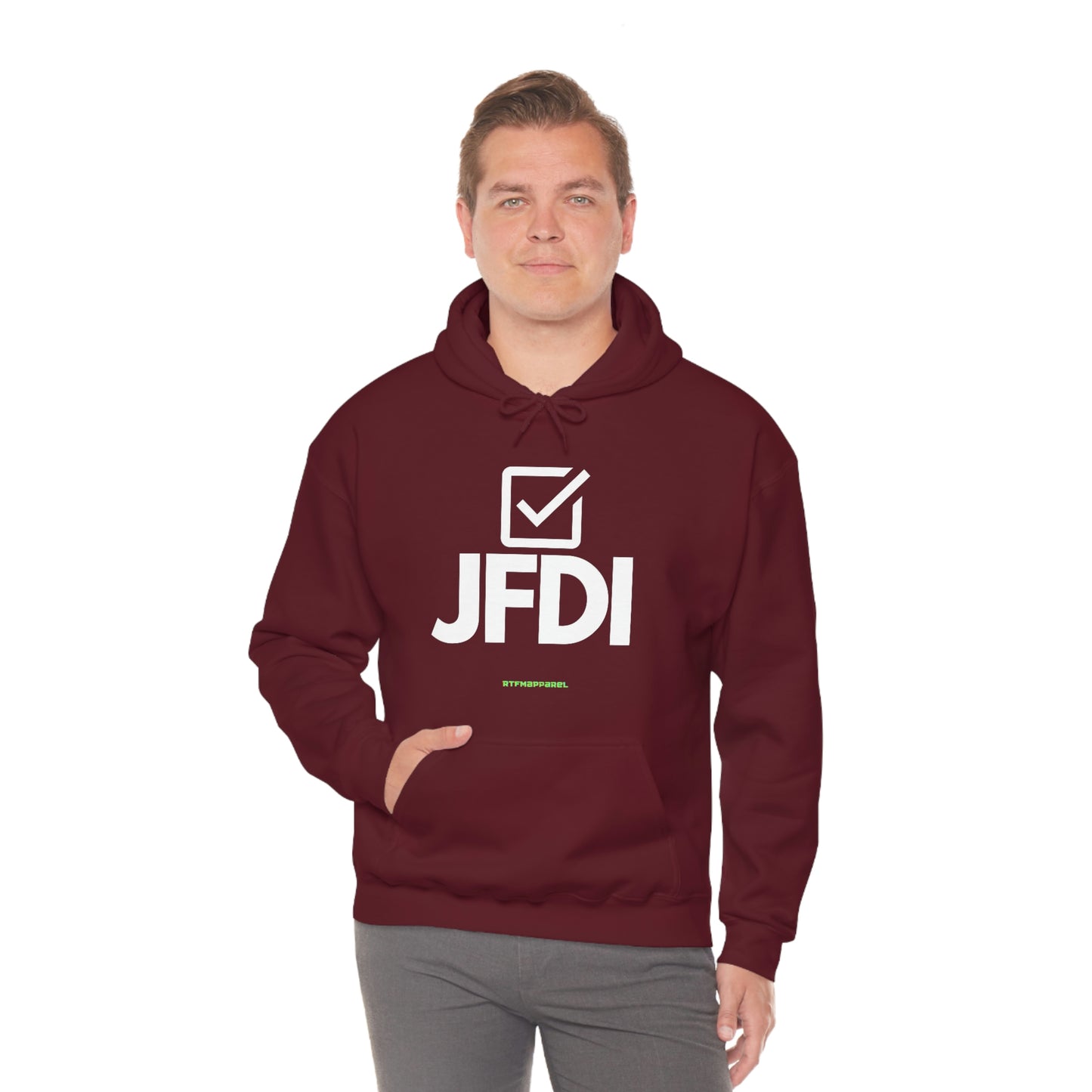JFDI, Just do it, Funny, Sysadmin, Geek, Project Manager, Developer, Gift, Unisex Hooded Sweatshirt