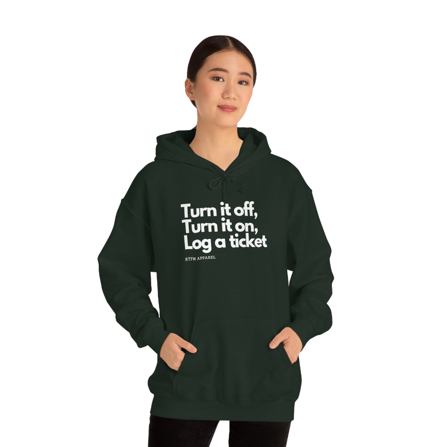 Turn it off, Turn it on, Log a ticket - Helpdesk, Sysadmin, Cloud Engineer, Architect, Azure, AWS, Network admin, Server Admin Hoodie