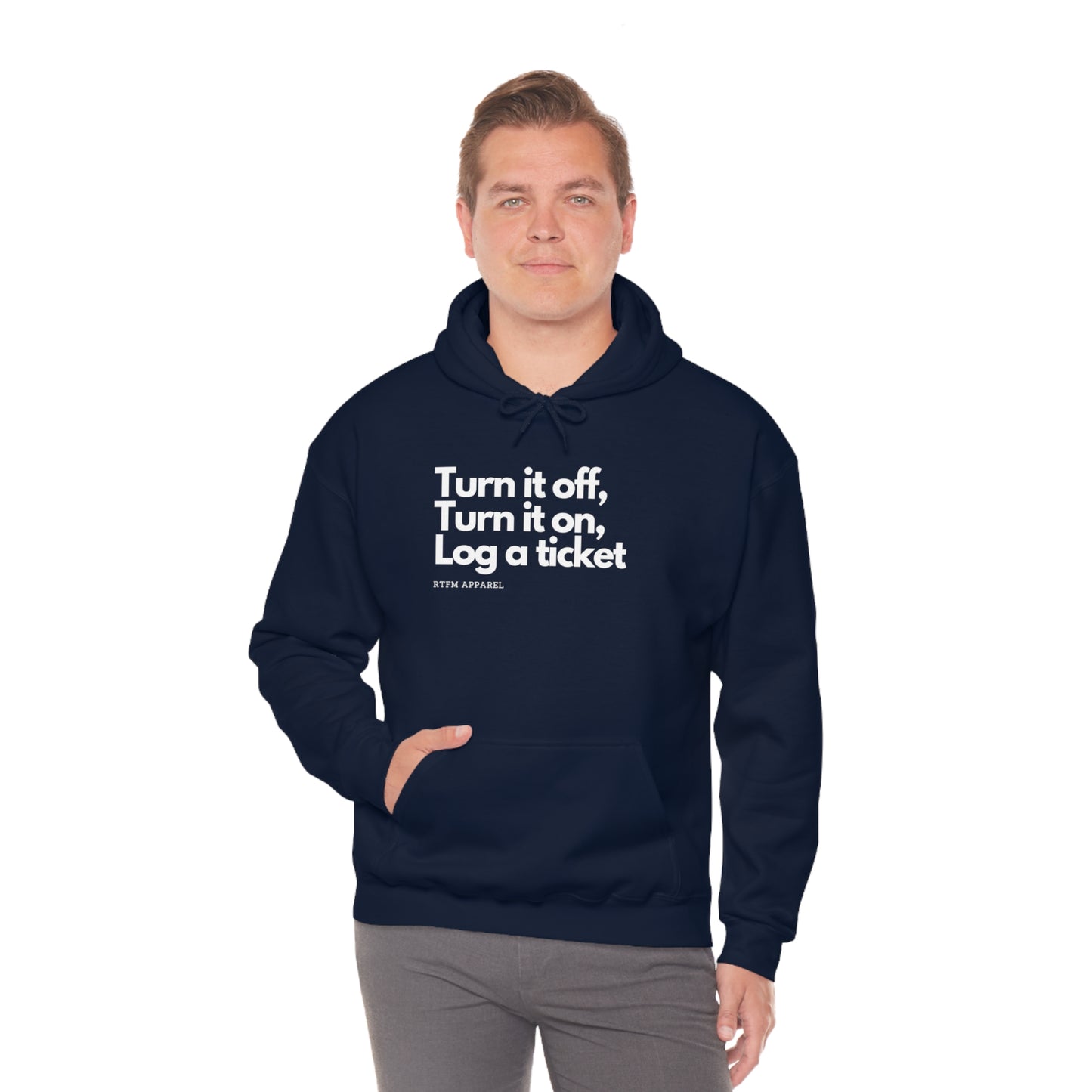 Turn it off, Turn it on, Log a ticket - Helpdesk, Sysadmin, Cloud Engineer, Architect, Azure, AWS, Network admin, Server Admin Hoodie