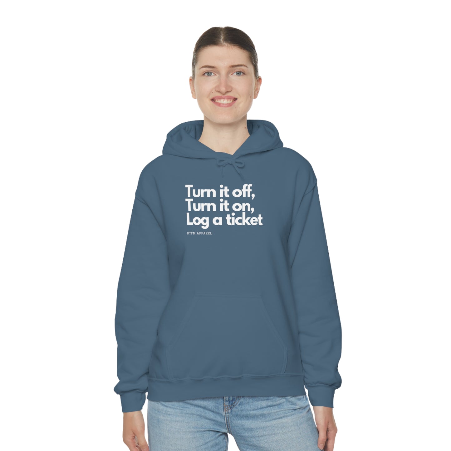 Turn it off, Turn it on, Log a ticket - Helpdesk, Sysadmin, Cloud Engineer, Architect, Azure, AWS, Network admin, Server Admin Hoodie