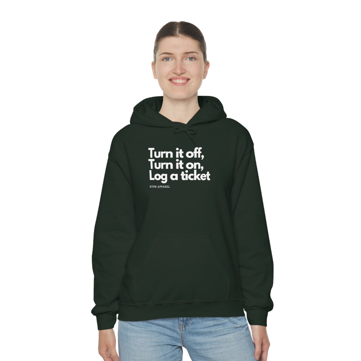 Turn it off, Turn it on, Log a ticket - Helpdesk, Sysadmin, Cloud Engineer, Architect, Azure, AWS, Network admin, Server Admin Hoodie