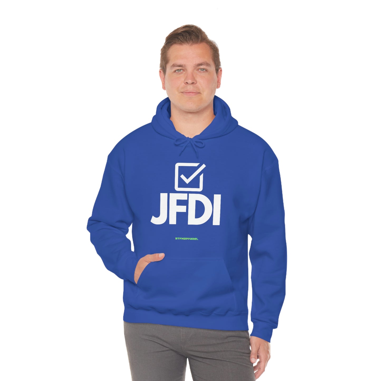 JFDI, Just do it, Funny, Sysadmin, Geek, Project Manager, Developer, Gift, Unisex Hooded Sweatshirt