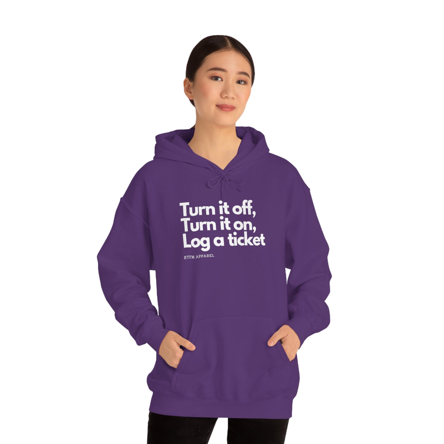 Turn it off, Turn it on, Log a ticket - Helpdesk, Sysadmin, Cloud Engineer, Architect, Azure, AWS, Network admin, Server Admin Hoodie