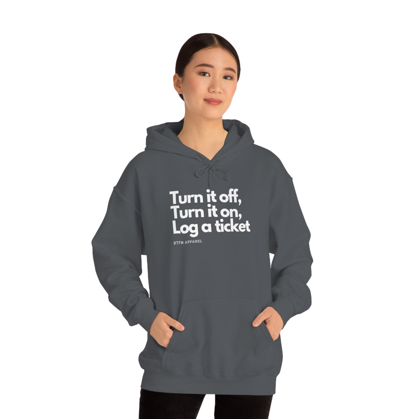 Turn it off, Turn it on, Log a ticket - Helpdesk, Sysadmin, Cloud Engineer, Architect, Azure, AWS, Network admin, Server Admin Hoodie
