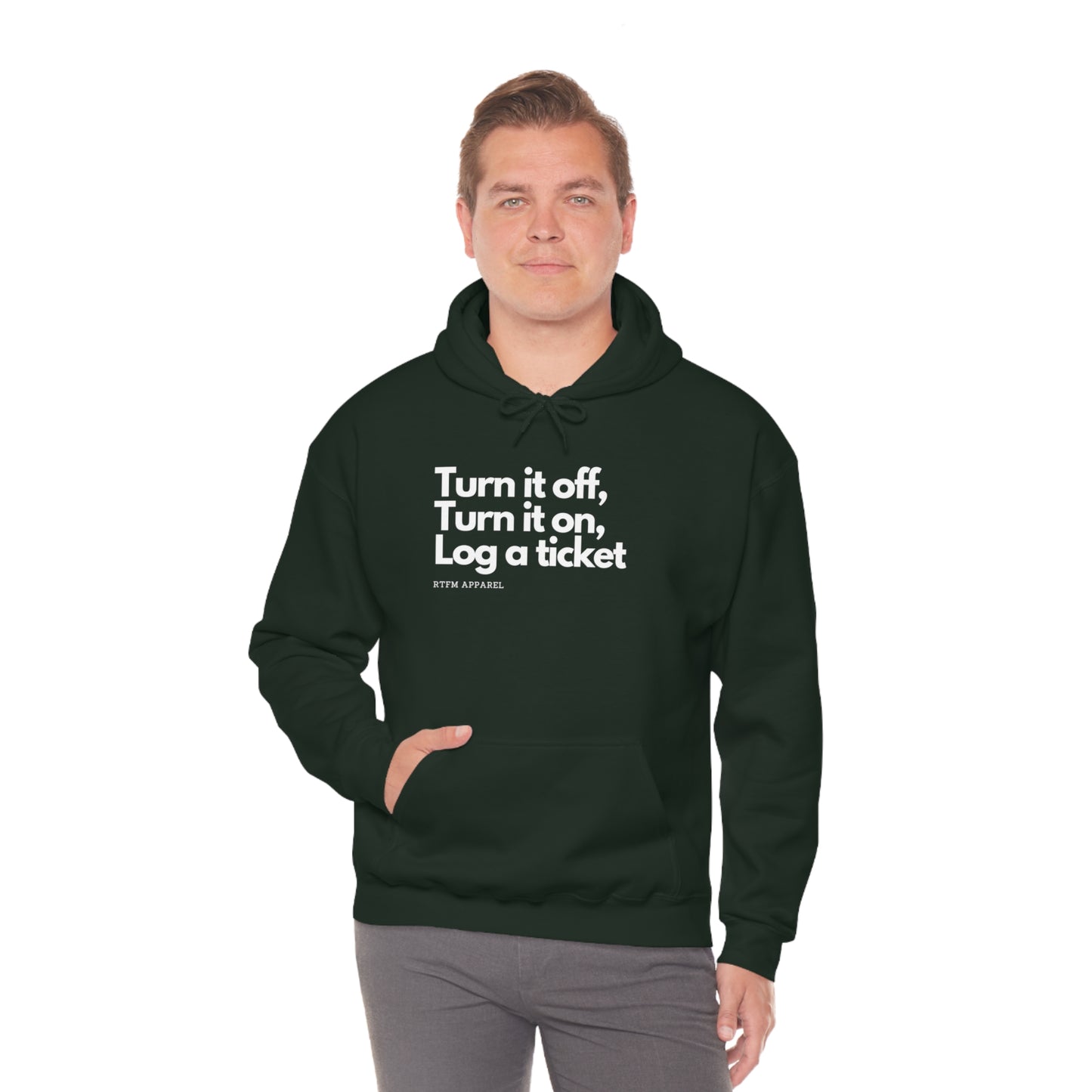 Turn it off, Turn it on, Log a ticket - Helpdesk, Sysadmin, Cloud Engineer, Architect, Azure, AWS, Network admin, Server Admin Hoodie