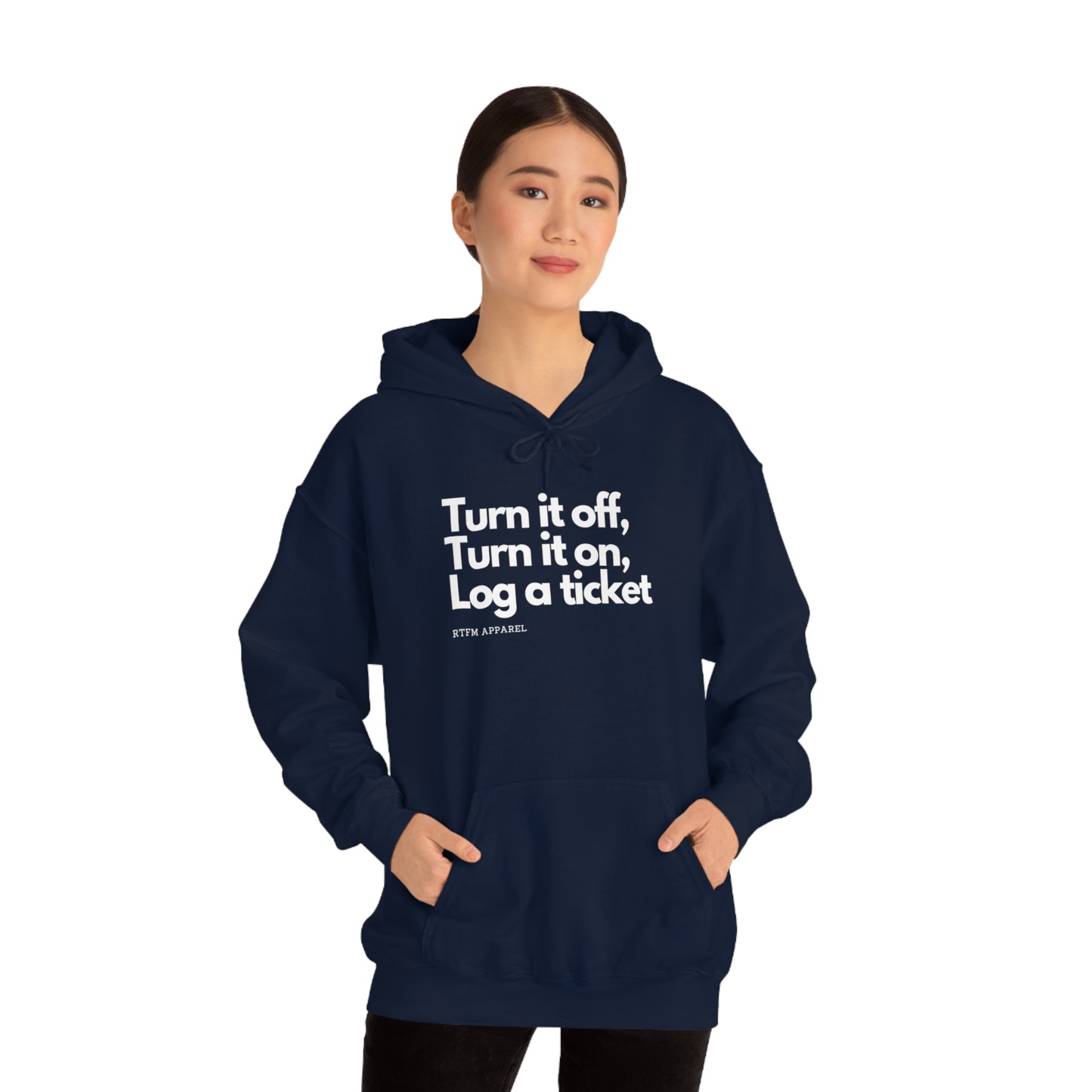 Turn it off, Turn it on, Log a ticket - Helpdesk, Sysadmin, Cloud Engineer, Architect, Azure, AWS, Network admin, Server Admin Hoodie