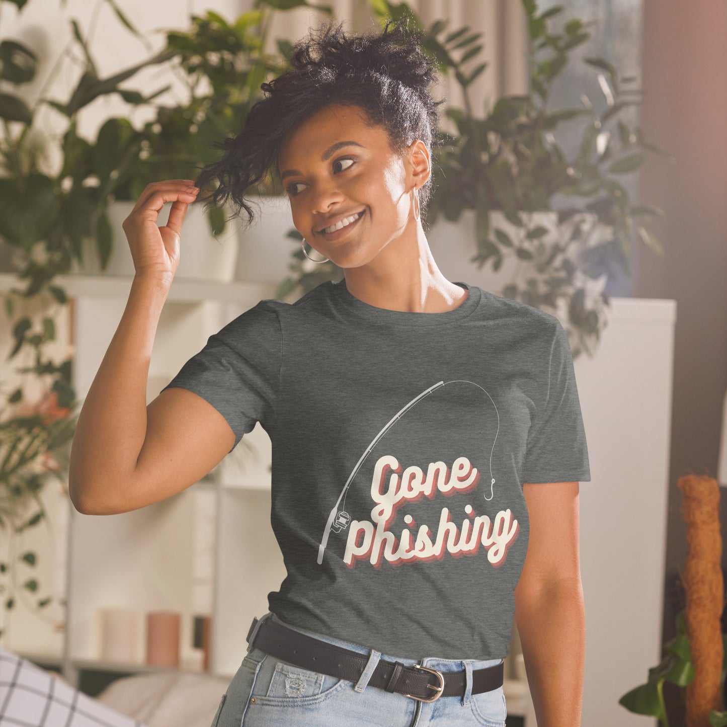 "Gone Phishing" Funny Hacker Short-Sleeve Unisex T-Shirt