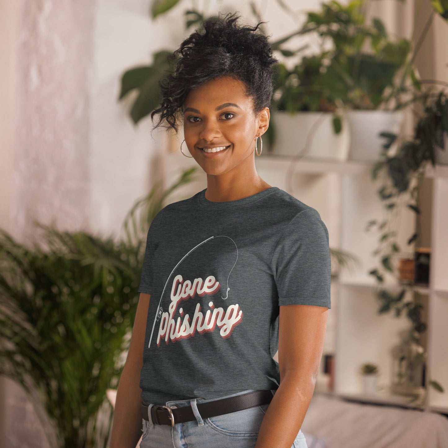 "Gone Phishing" Funny Hacker Short-Sleeve Unisex T-Shirt