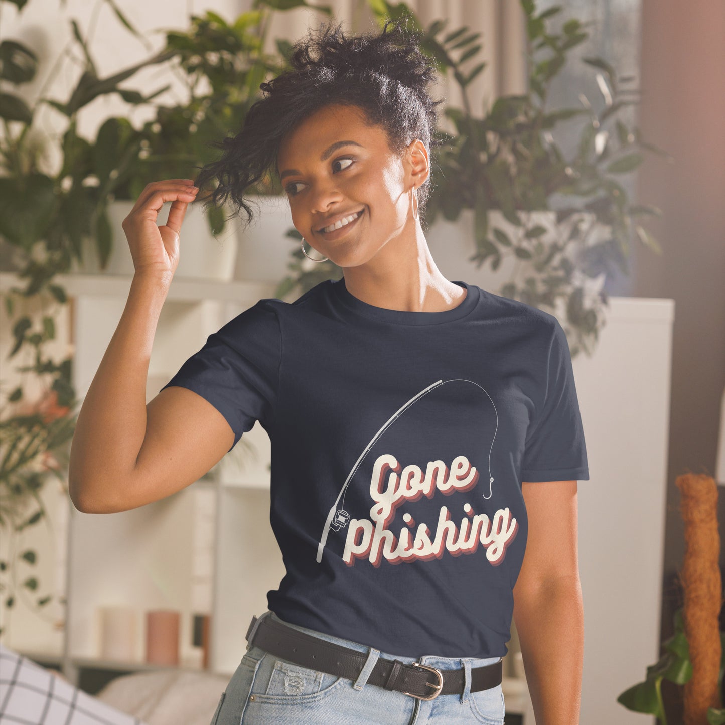 "Gone Phishing" Funny Hacker Short-Sleeve Unisex T-Shirt