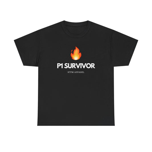 P1 Survivor T-Shirt - RTFM Apparel Funny IT, Tech, Cybersecurity, Geek Humor