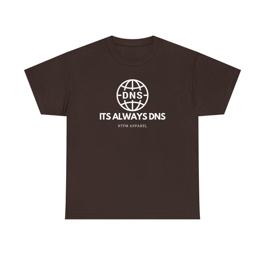 It's Always DNS - RTFM Apparel Sysadmin Network Humor T-Shirt