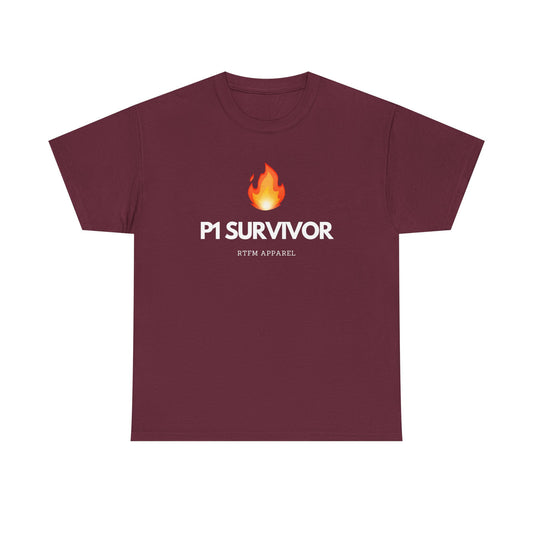 P1 Survivor T-Shirt - RTFM Apparel Funny IT, Tech, Cybersecurity, Geek Humor