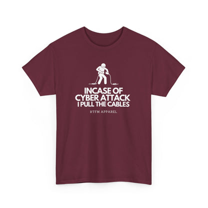 Incase Of Cyber Attack I Pull The Cables - RTFM Apparel, Tech, IT, Cybersecurity Humor Tee