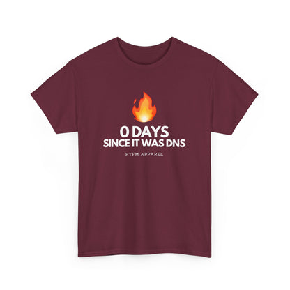 0 Days Since It Was DNS - Tech Humor, Sysadmin, IT, Network, Funny, Geek Quote Tee