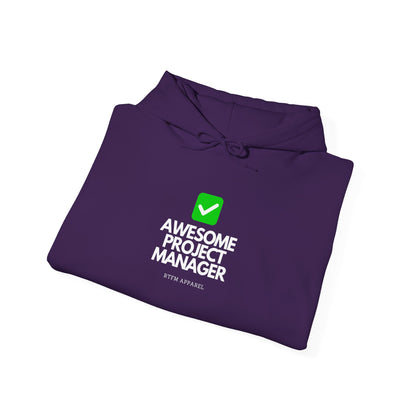 Awesome Project Manager Checkmark Hoodie - RTFM Apparel, Tech, IT, Geek, Warmth, Humor 2025
