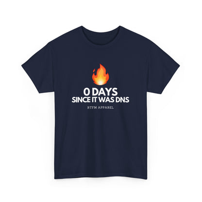 0 Days Since It Was DNS - Tech Humor, Sysadmin, IT, Network, Funny, Geek Quote Tee