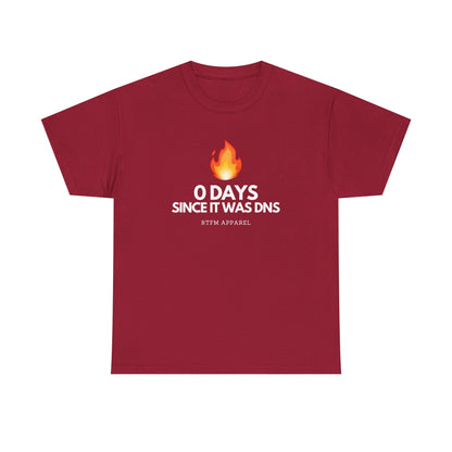 0 Days Since It Was DNS - Tech Humor, Sysadmin, IT, Network, Funny, Geek Quote Tee