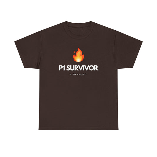 P1 Survivor T-Shirt - RTFM Apparel Funny IT, Tech, Cybersecurity, Geek Humor