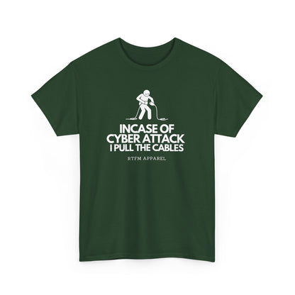 Incase Of Cyber Attack I Pull The Cables - RTFM Apparel, Tech, IT, Cybersecurity Humor Tee