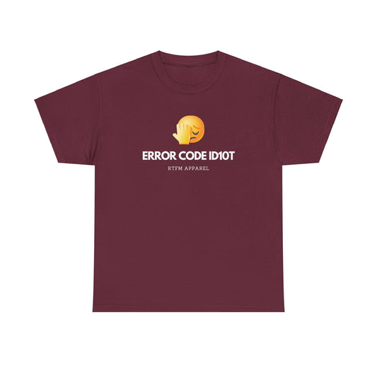Error Code ID10T Funny IT RTFM Apparel Tshirt For Tech Geeks