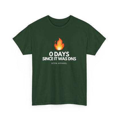 0 Days Since It Was DNS - Tech Humor, Sysadmin, IT, Network, Funny, Geek Quote Tee