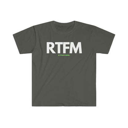 RTFM, Read the Manual, Funny, Sysadmin, Geek, Project Manager, Developer, Gift Unisex Softstyle T-Shirt