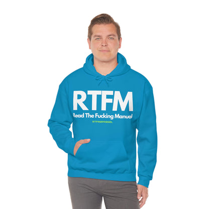 RTFM, Read the Manual, Explicit Funny, Sysadmin, Geek, Project Manager, Developer, Gift, Unisex Hooded Sweatshirt