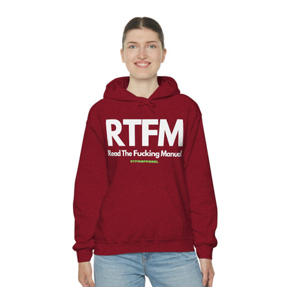 RTFM, Read the Manual, Explicit Funny, Sysadmin, Geek, Project Manager, Developer, Gift, Unisex Hooded Sweatshirt