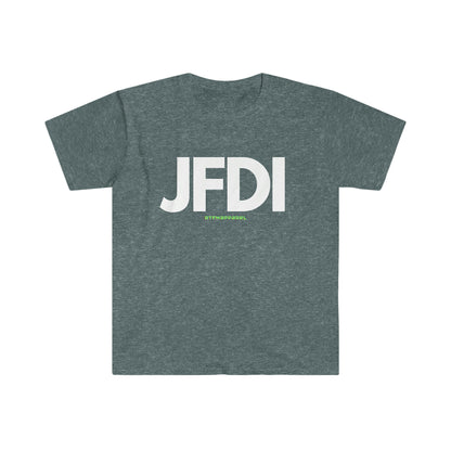JFDI, Just do it, Funny, Sysadmin, Geek, Project Manager, Developer, Gift Unisex Softstyle T-Shirt