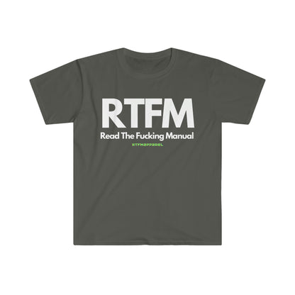 RTFM, Read the Manual, Explicit , Funny, Sysadmin, Geek, Project Manager, Developer, Gift Unisex Softstyle T-Shirt