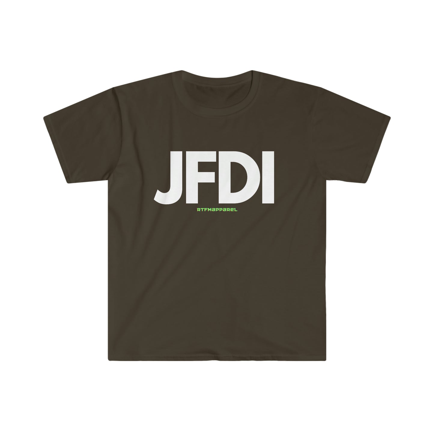 JFDI, Just do it, Funny, Sysadmin, Geek, Project Manager, Developer, Gift Unisex Softstyle T-Shirt