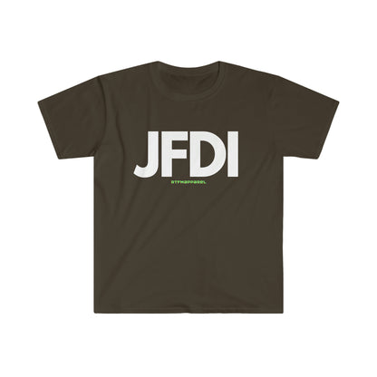 JFDI, Just do it, Funny, Sysadmin, Geek, Project Manager, Developer, Gift Unisex Softstyle T-Shirt