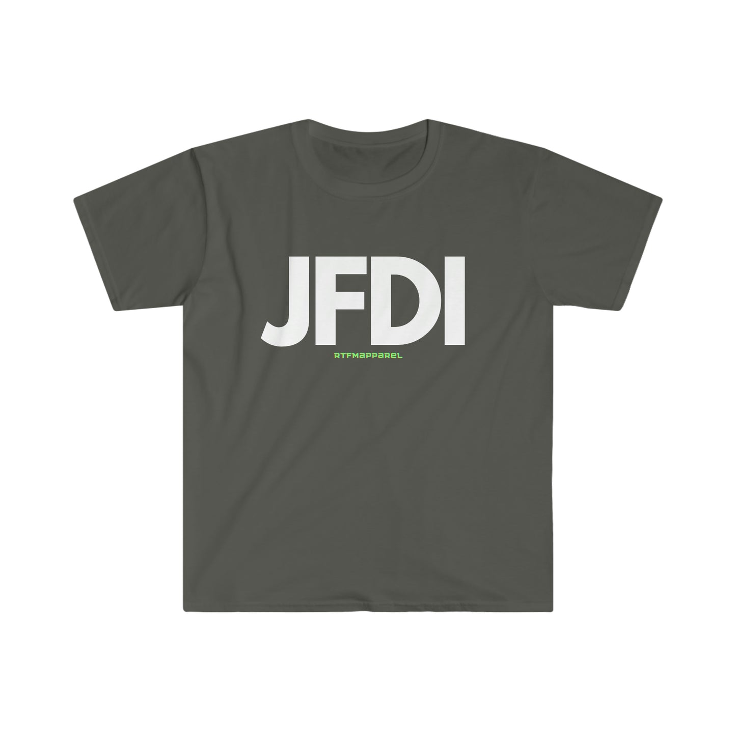 JFDI, Just do it, Funny, Sysadmin, Geek, Project Manager, Developer, Gift Unisex Softstyle T-Shirt